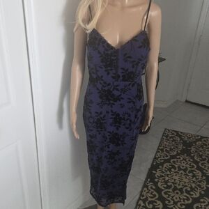 Derek Heart Purple and Black Floral Midi Dress NWT